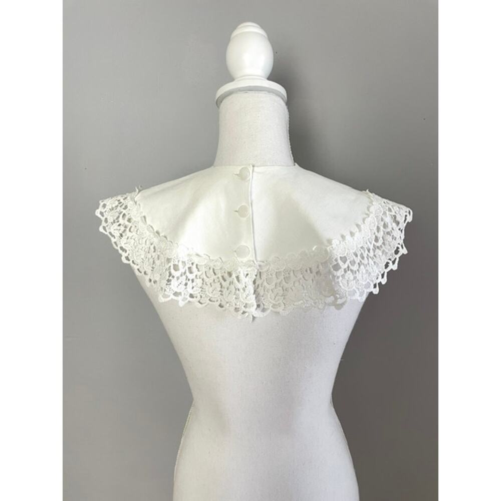 Handmade White Lace Detachable Cape Collar Victorian Cottagecore French Country - Picture 2 of 11